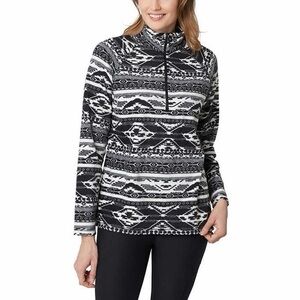 Eddie Bauer Black & White Quarter Zip Pullover Women's Fleece Sweater, Small